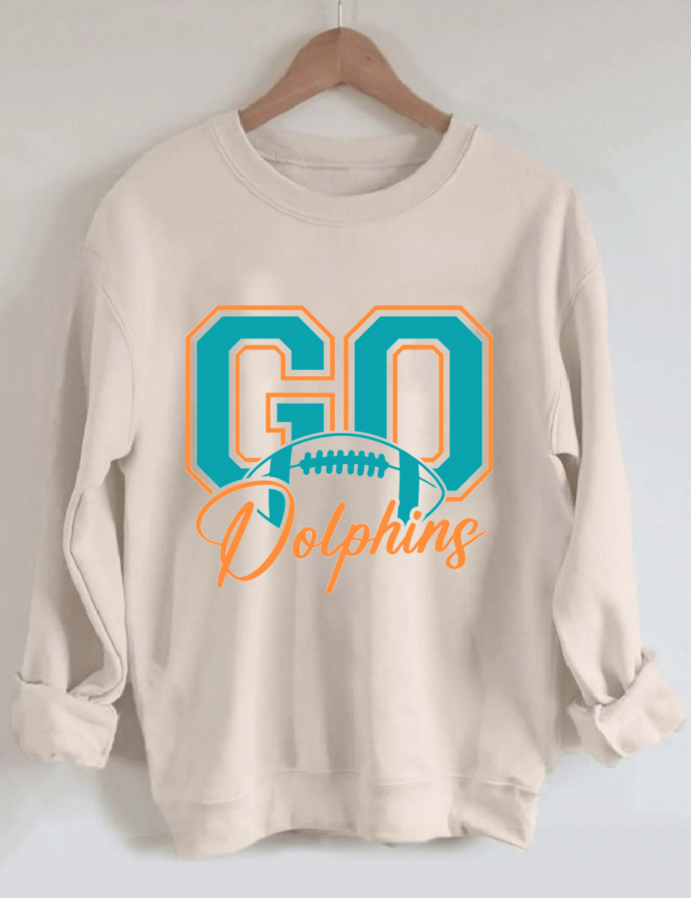 Go Dolphins Football Unisex Sweatshirt Sand