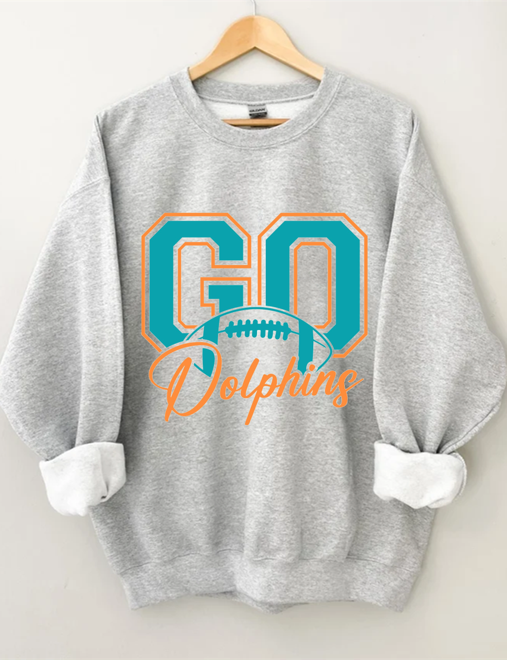 Go Dolphins Football Unisex Sweatshirt Sport Grey