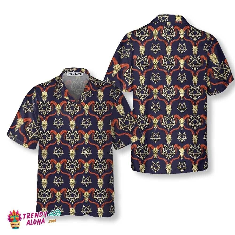 Goat Head Satanic Hawaiian Shirt, Family Beach Shirt, S-5XL US Size