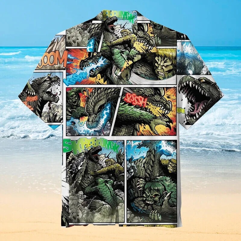 Godzilla V12 HAWAIIAN SHIRT, S-5XL US Size, Gift For Fans, Family Beach Shirt