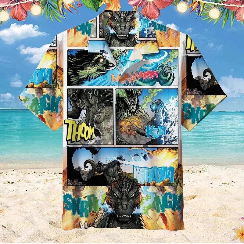 Godzilla V16 HAWAIIAN SHIRT, S-5XL US Size, Gift For Fans, Family Beach Shirt