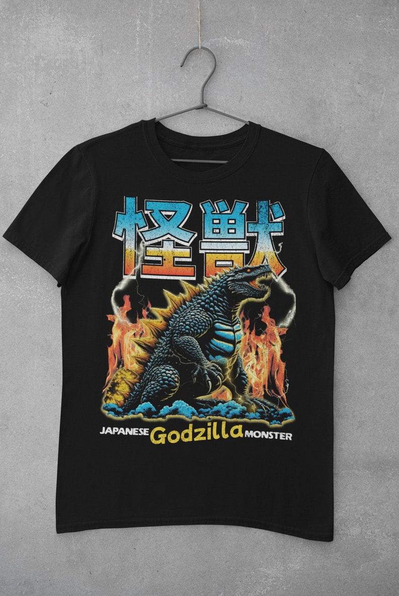 Godzilla Vintage Japanese Graphic Tee - Unisex Retro Shirt-Black