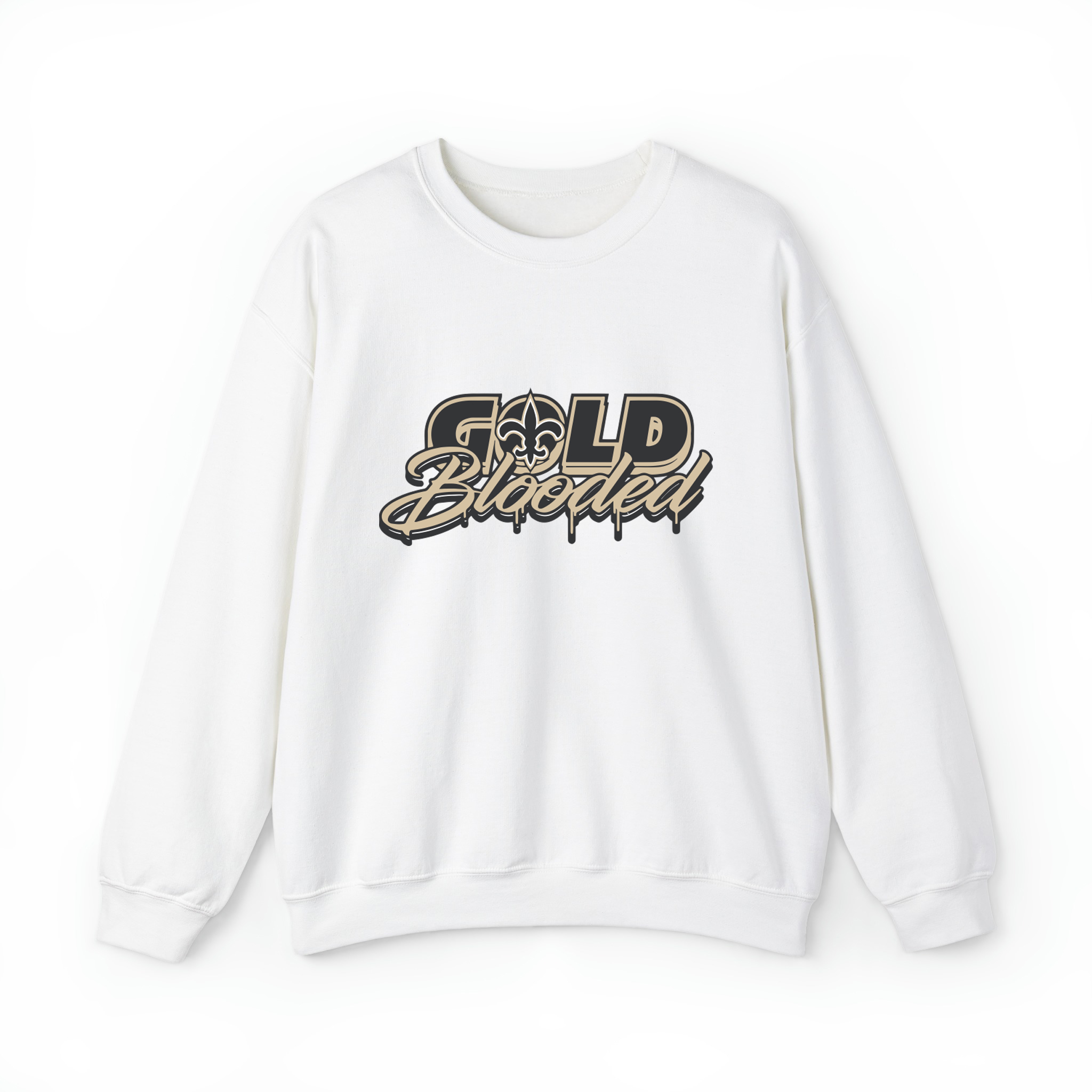 Gold Blooded New Orleans Football Unisex Sweatshirt- White