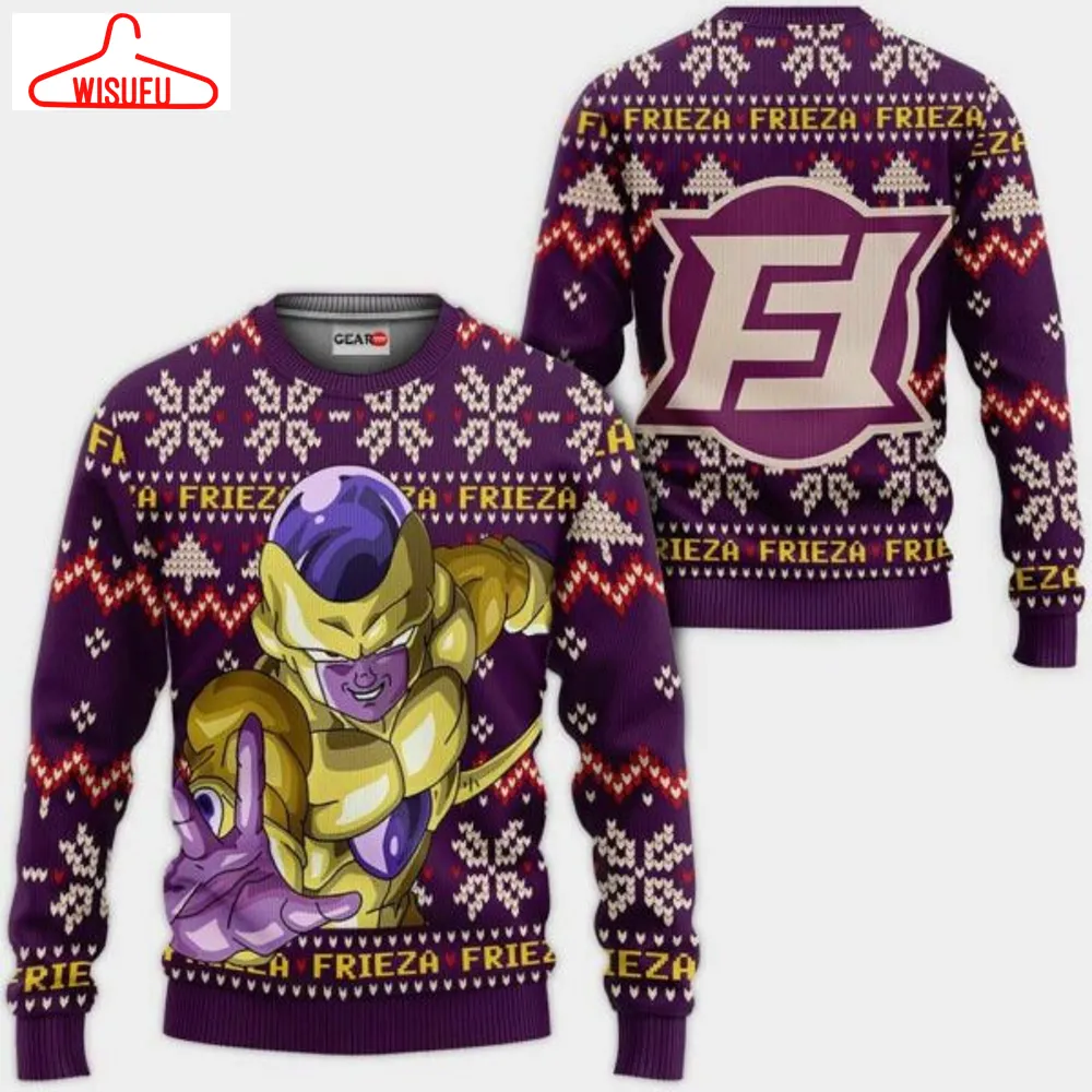 Golden Frieza Ugly Christmas Sweater Anime Dragon Ball Xmas Gifts 1k103,dragon Ball Anime Xmas Christmas Gift Fan