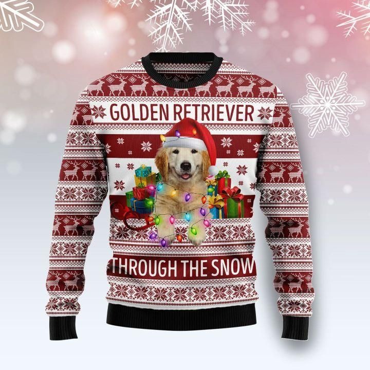 Golden Retriever Dog Through The Snow Ugly Christmas Sweater