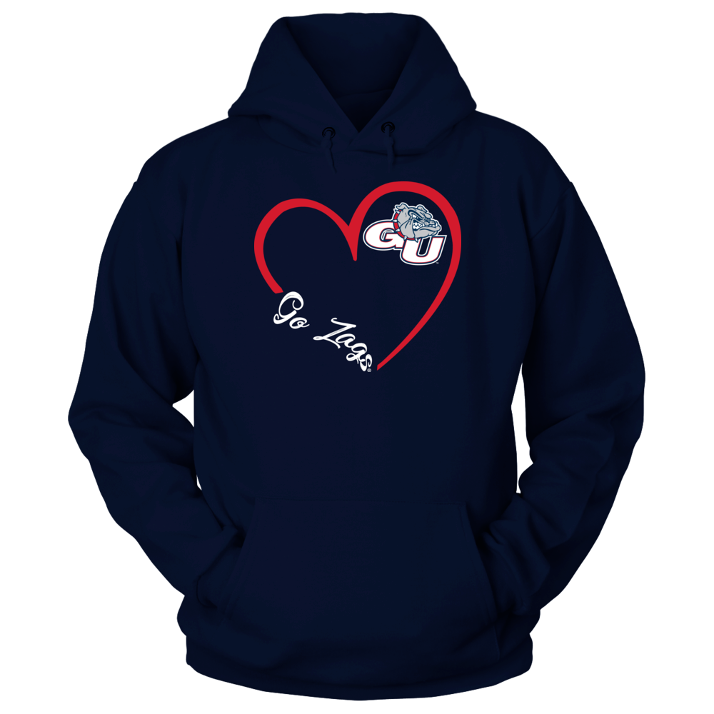 Gonzaga Bulldogs  Heart 3-4 Unisex Hoodie-Navy