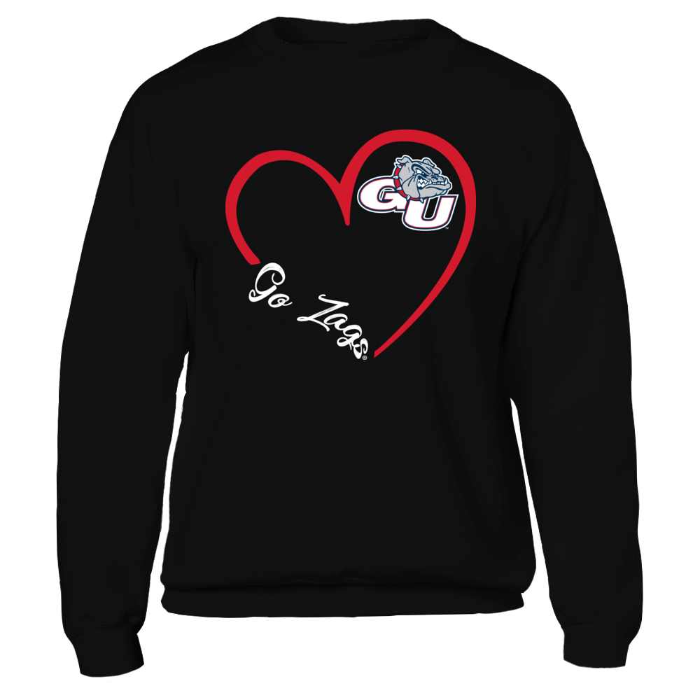 Gonzaga Bulldogs  Heart 3-4 Unisex Sweatshirt-Black