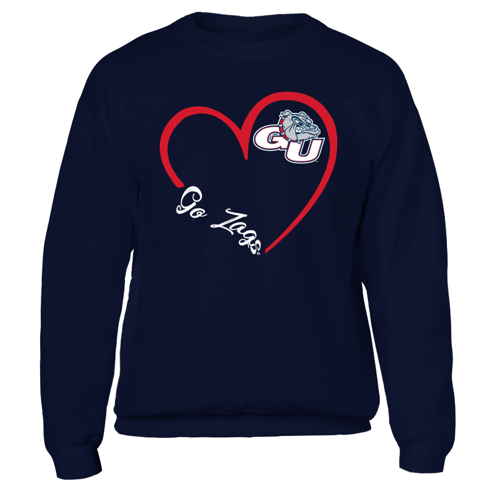 Gonzaga Bulldogs  Heart 3-4 Unisex Sweatshirt-Navy