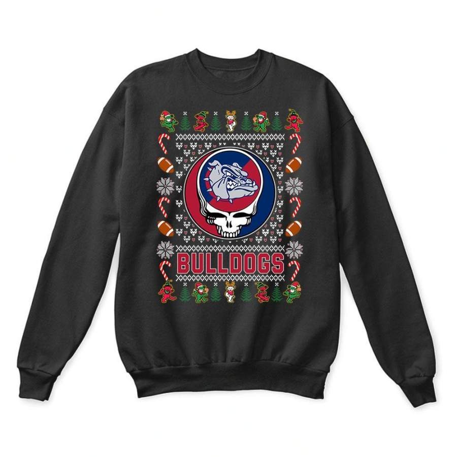 Gonzaga Bulldogs x Grateful Dead Christmas Ugly Sweatshirt-Black