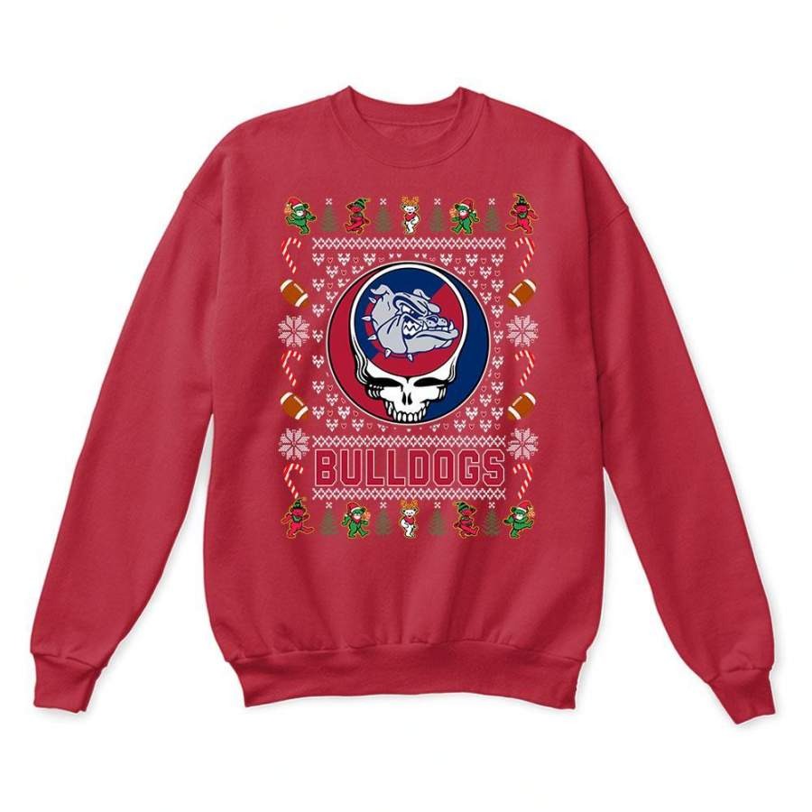 Gonzaga Bulldogs x Grateful Dead Christmas Ugly Sweatshirt-Red