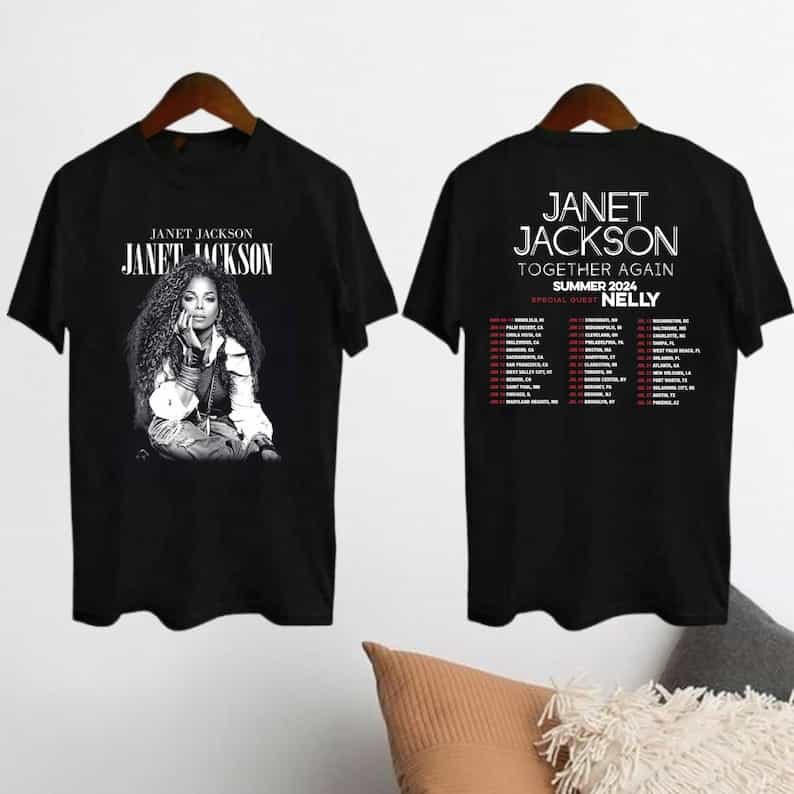 Graphic Janet Jackson 2024 Tour Shirt, Janet Jackson Together Again Summer 2024 Unisex T-Shirt Black