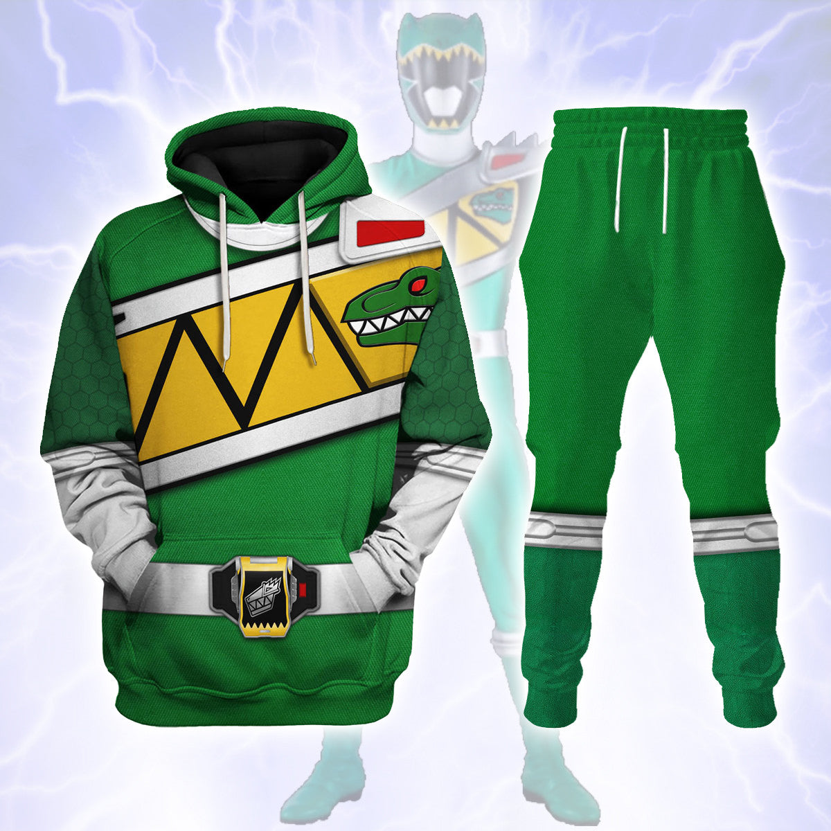 Green Power Rangers Dino Charge track suit 