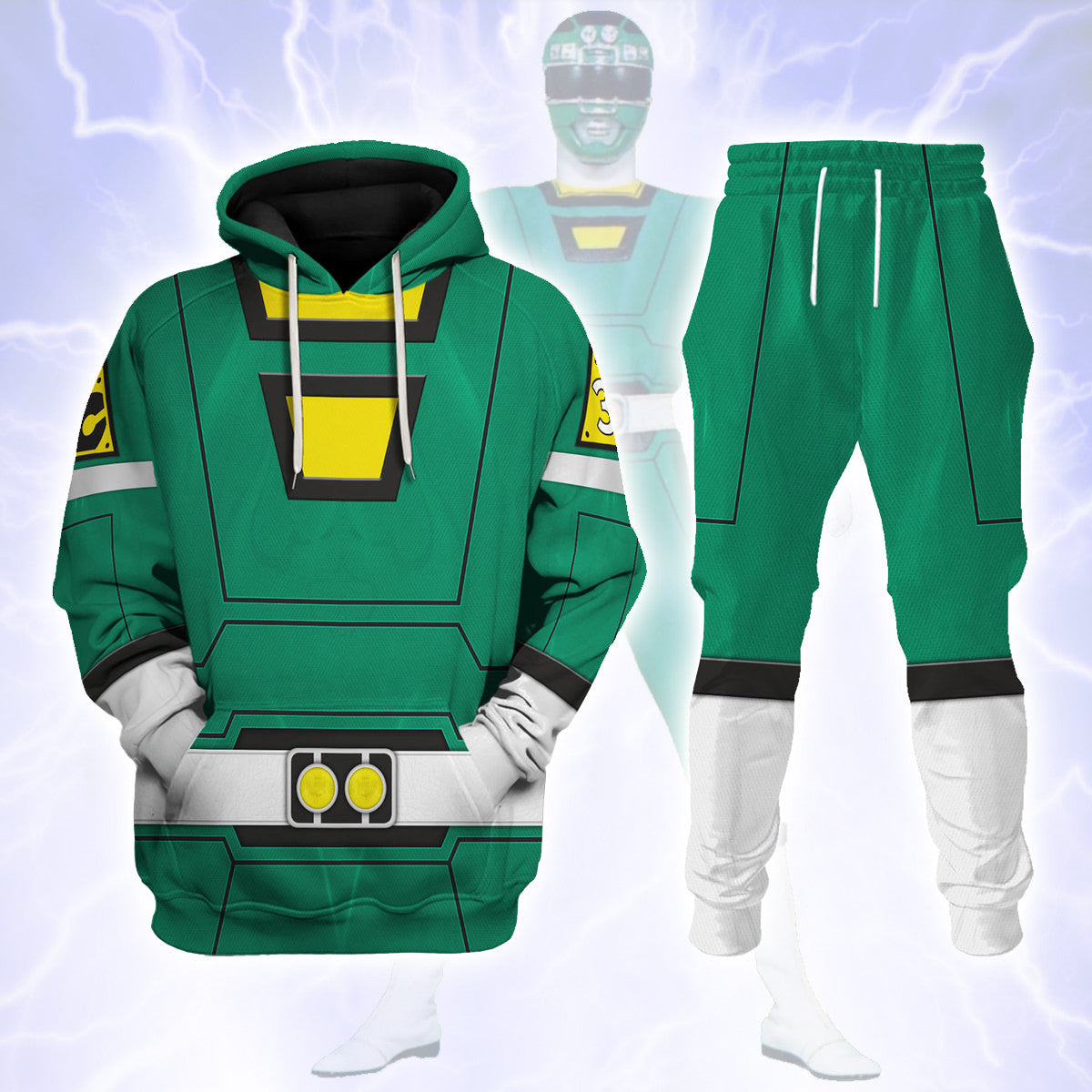 Green Power Rangers Turbo cosplay track suit 