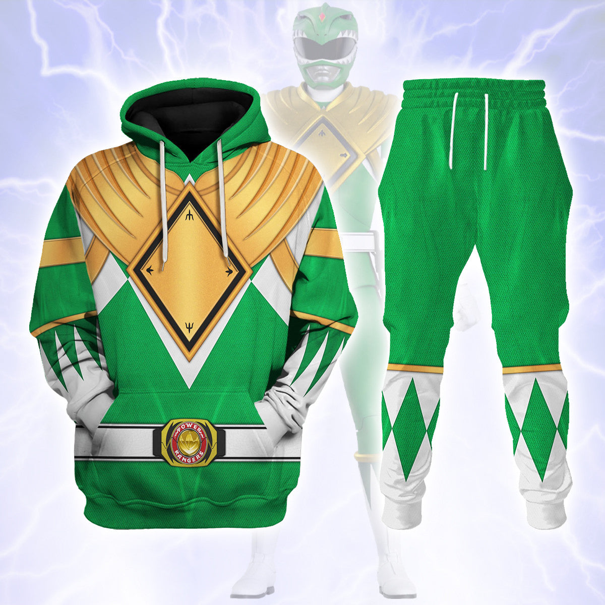 Green Ranger Dragon Shield cosplay track suit