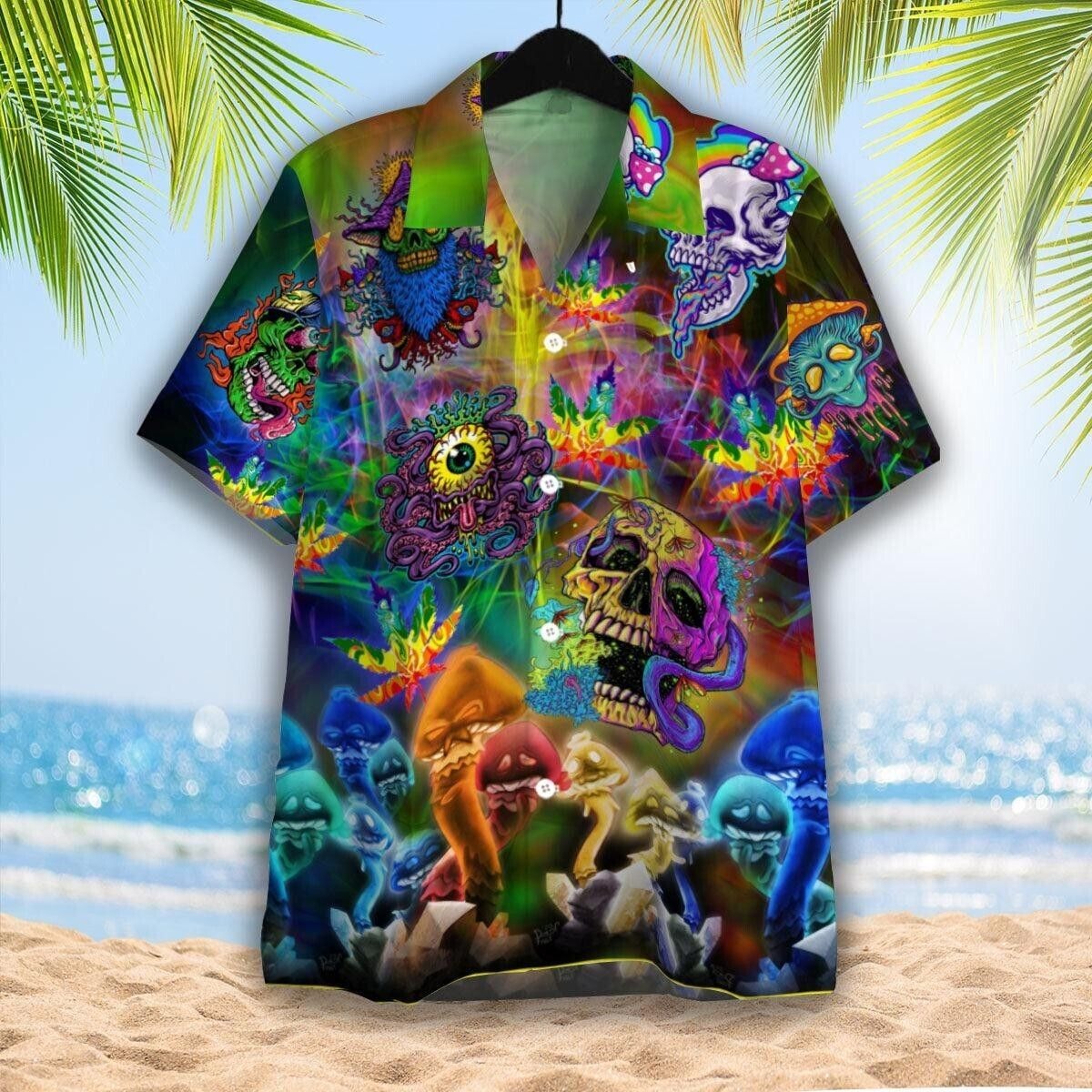 Groovy Journeys Await with Hippie Skull Hawaiian Shirt For Men, S-5XL US Size