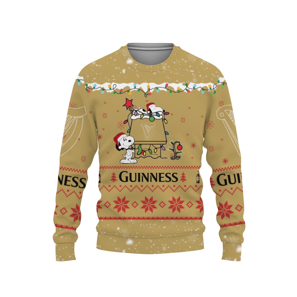 Guinness Beers American Whiskey Beers Merry Christmas, Snoopy House Cute Fan Gift-3D Sweatshirt