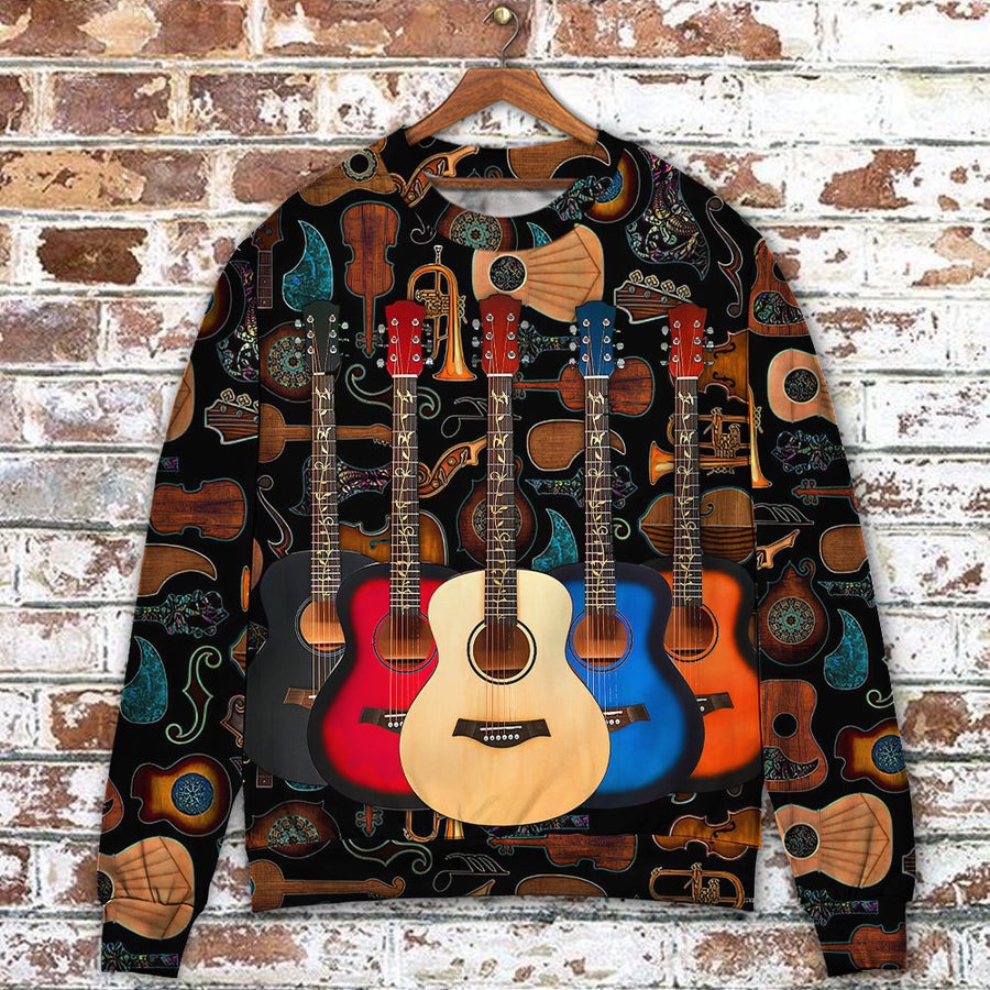 Guitar Lover Happy Life With Music - Sweater - Ugly Christmas Sweaters