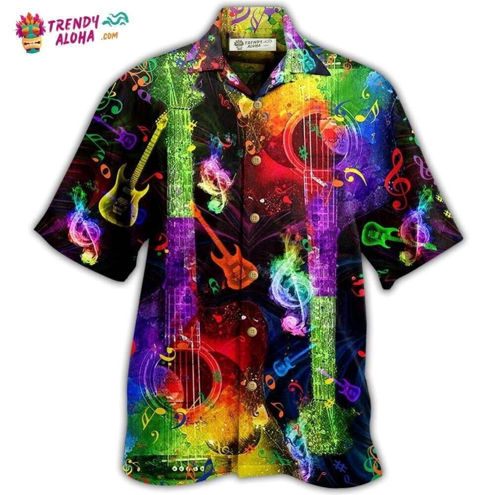 Guitar Music Amazing Rainbow Hawaiian Shirt For Fans, S-5XL US Size