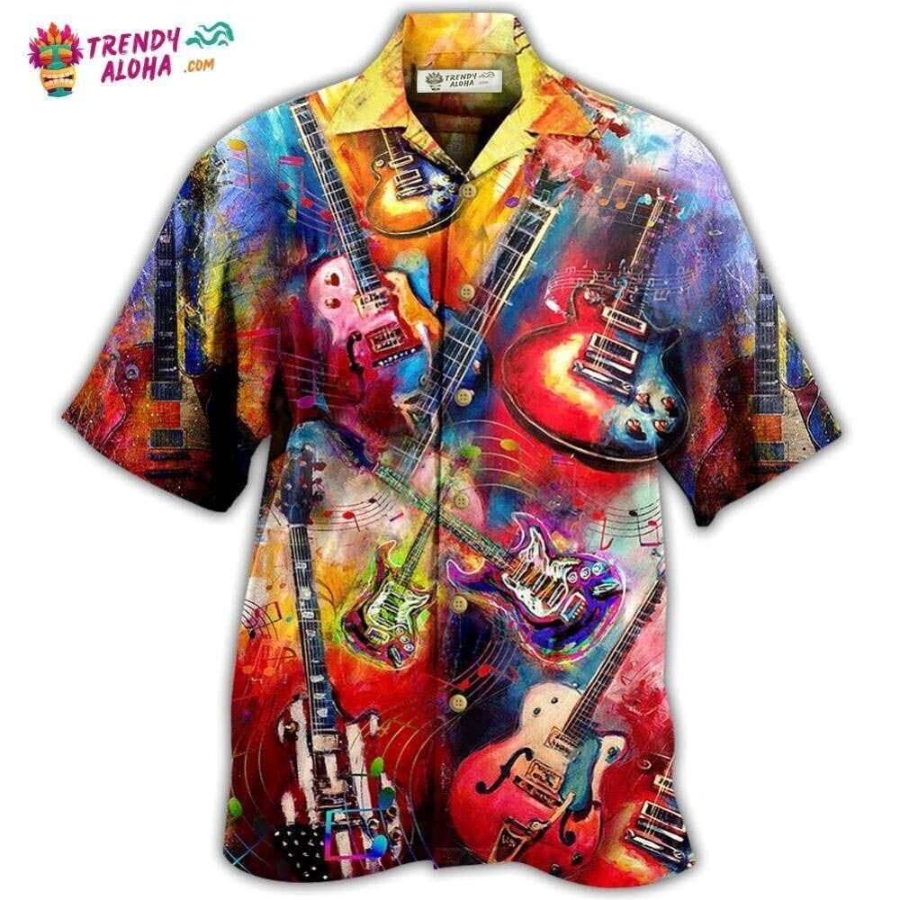 Guitar Music Mix Color Love Hawaiian Shirt, Gift For Men, Women, S-5XL US Size