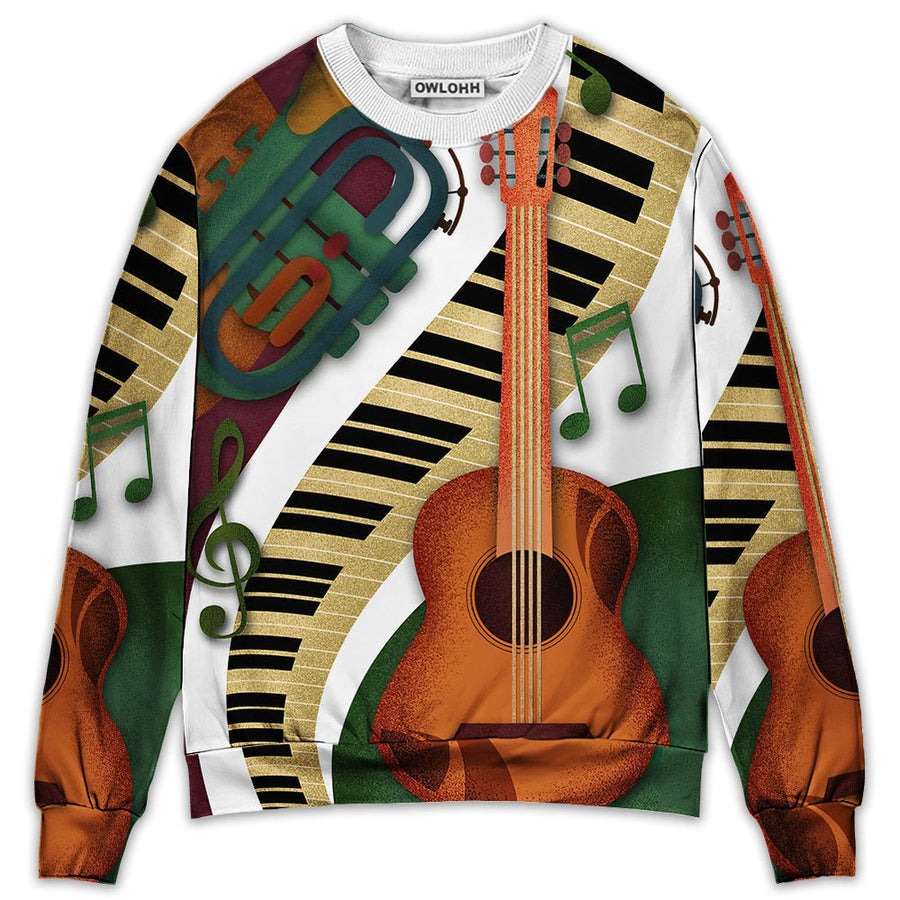 Guitar Vintage Classic Musician - Sweater - Ugly Christmas Sweaters