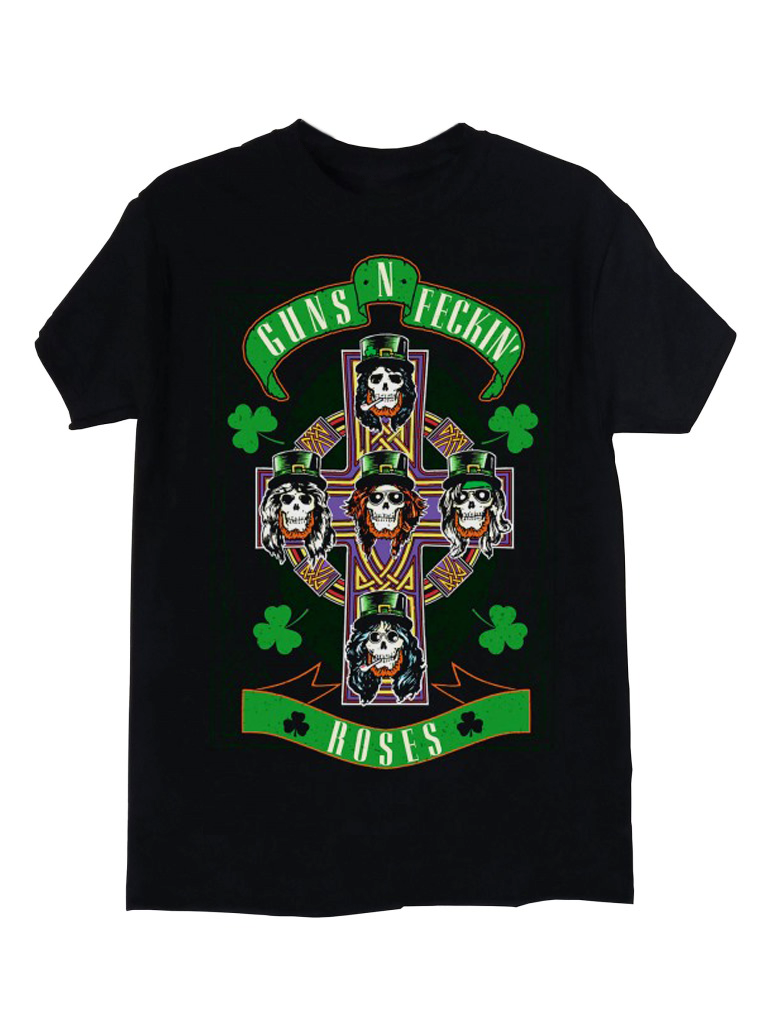 Guns N Roses Guns And Feckin Roses Black T-Shirt Fullsize