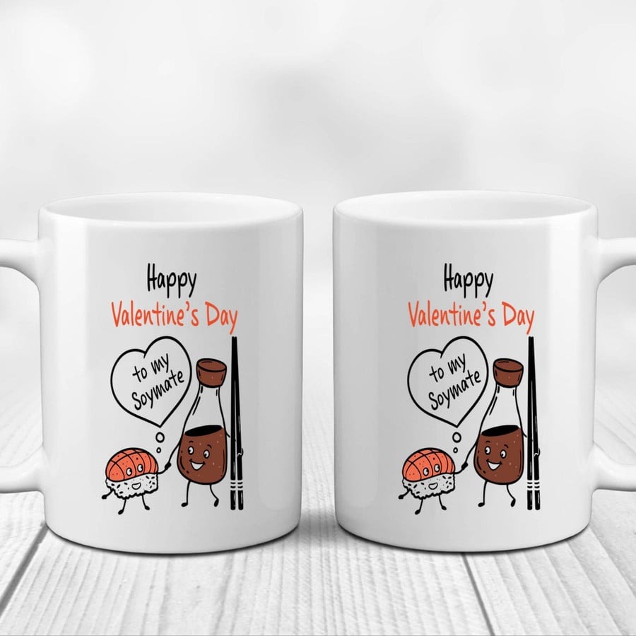 HAPPY VALENTINE'S DAY TO MY SOYMATE MUGS, FUNNY SOYMATE COUPLE VALENTINE GIFTS FOR HER HIM 11-15 OZ COFFEE MUGS