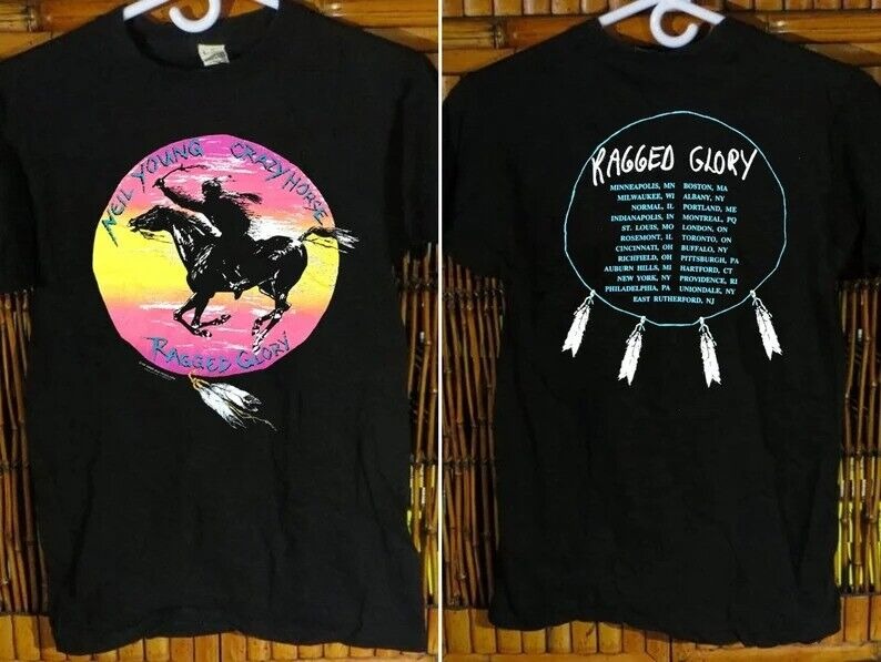 HOTTT !!! Neil Young CRAZY HORSE Ragged Glory 1991 Concert T-Shirt