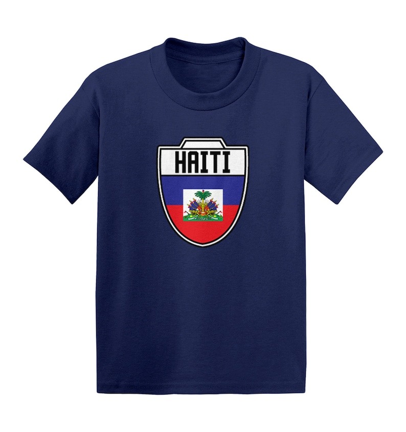 Haiti Soccer Crest Kid's T-Shirt - Country Pride Proud Heritage Nationality Compete World Competition Represent Futbol Sports