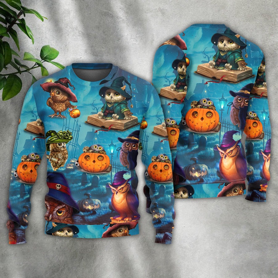 Halloween Owl Witch Sky Night - Sweater - Ugly Christmas Sweaters