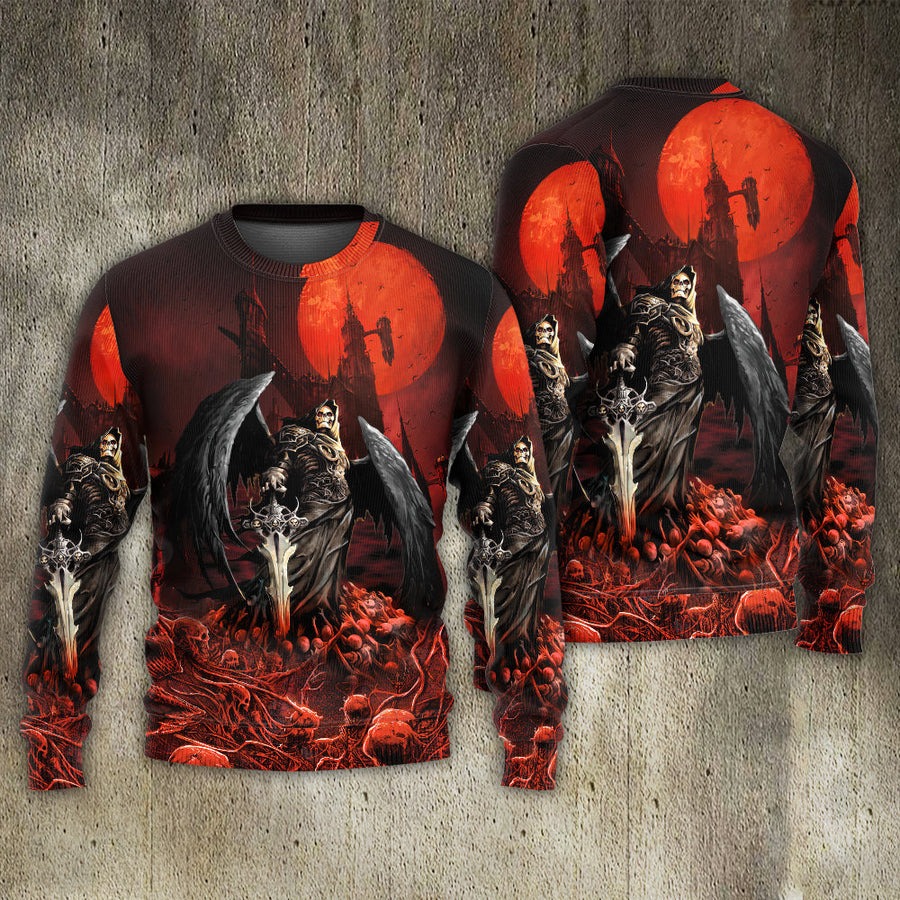 Halloween Skull Dark Blood Night Scary Style - Sweater - Ugly Christmas Sweaters