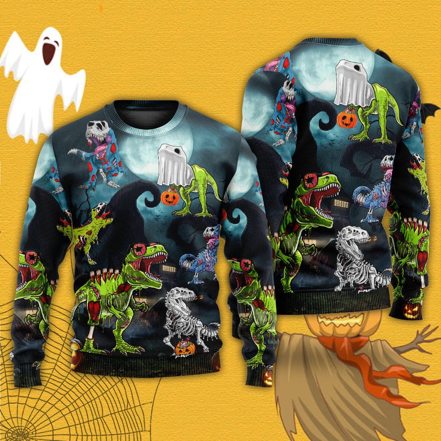 Halloween Zombie Saurus Scary - Sweater - Ugly Christmas Sweaters