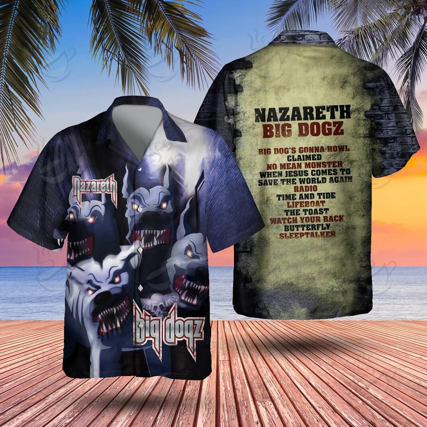 Hard Rock Nazareth Big Dogz Hawaiian Shirt, Music Lovers, S-5XL US Size, For Him