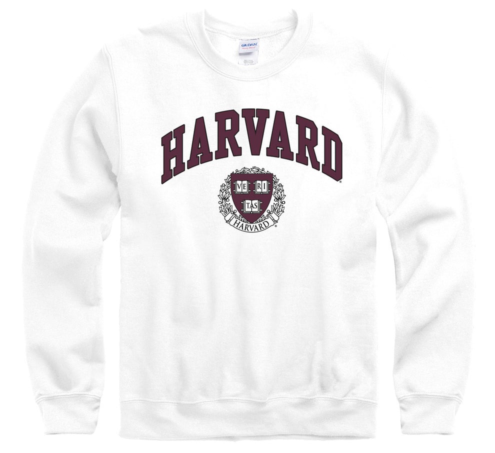 Harvard University bold arch & shield crew-Neck sweatshirt-White