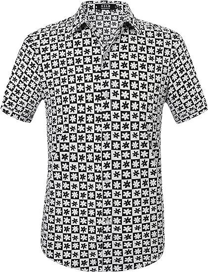 Hawaiian Shirt for Men, Beach Shirts for Men, Gift For Men, Black White, S-5XL