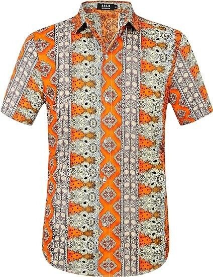 Hawaiian Shirt for Men, Beach Shirts for Men, Gift For Men, Orange, S-5XL