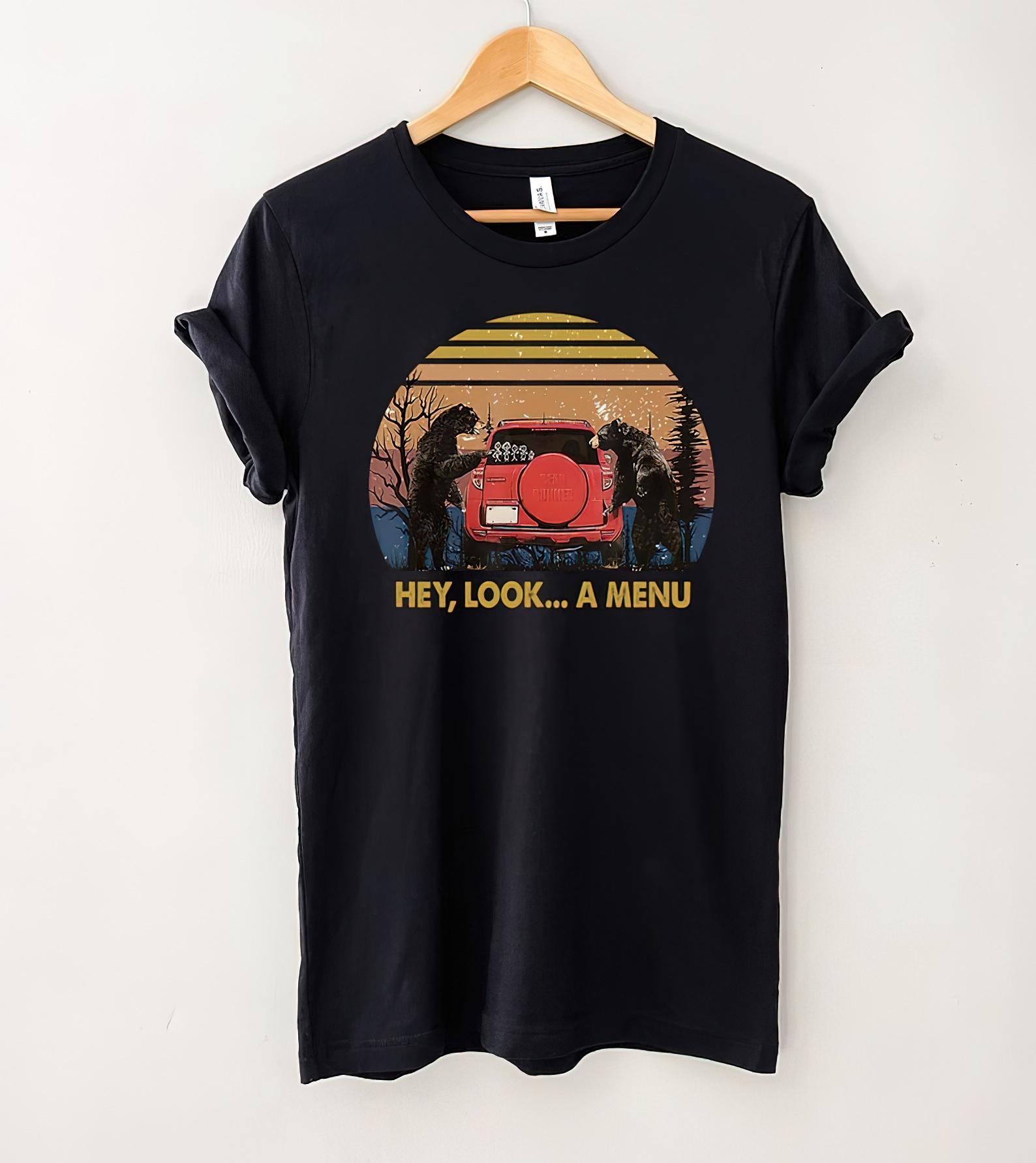 Hey, Look... A Menu Funny Camping Bear Vintage T-Shirt, Funny Bear Shirt, Camping Shirt, Bears Car Shirt, Gift Tee For You And Your Friends-gigapixel-standard-scale-2_00x