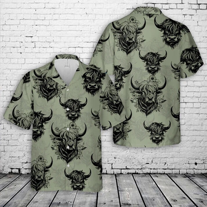 Highland Cow Unisex Hawaiian Shirt, Gift For Men And Women, S-5XL US Size