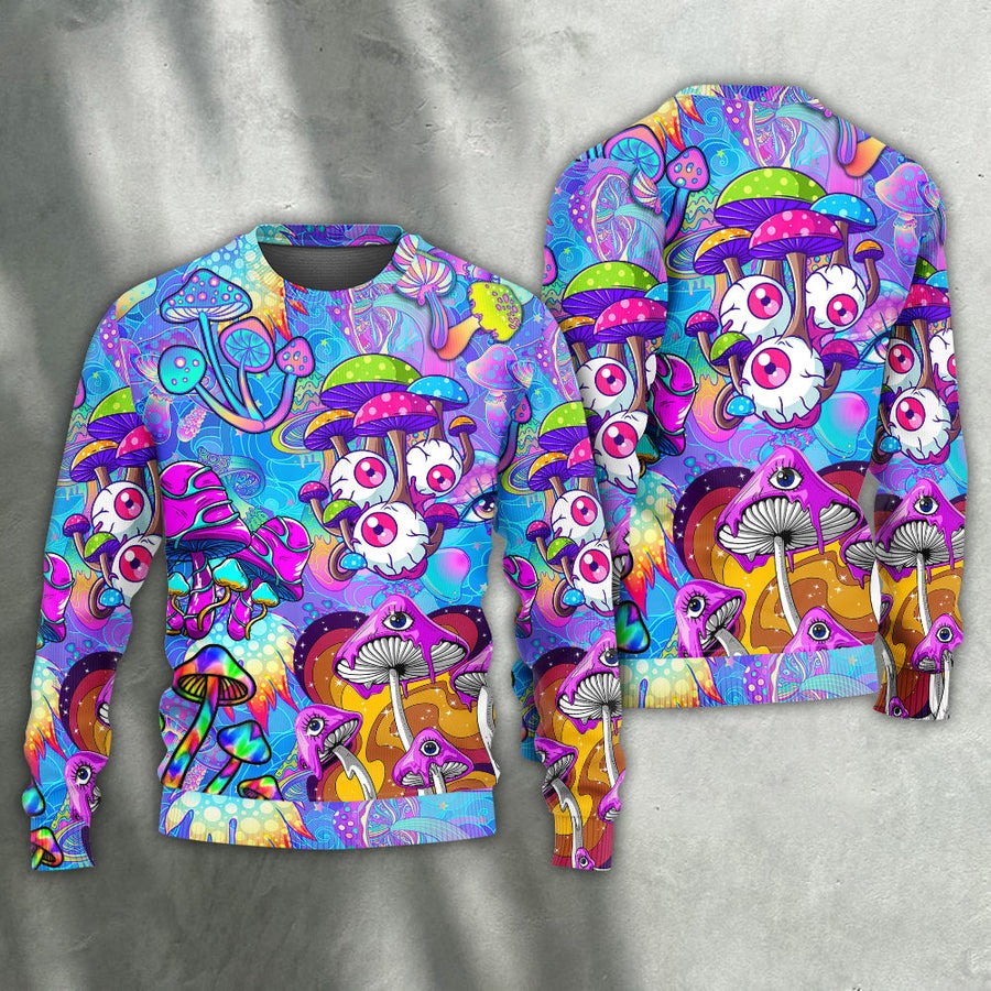 Hippie Mushroom Colorful Cool Style - Sweater - Ugly Christmas Sweaters