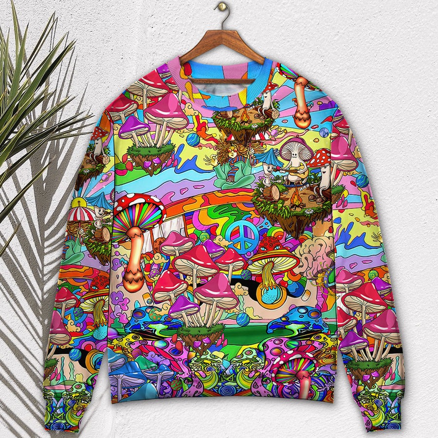 Hippie Mushroom Hallucinogenic Psychedelic - Sweater - Ugly Christmas Sweaters