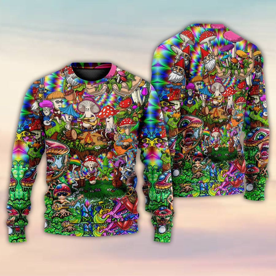 Hippie Mushroom Music Band Of Life - Sweater - Ugly Christmas Sweaters