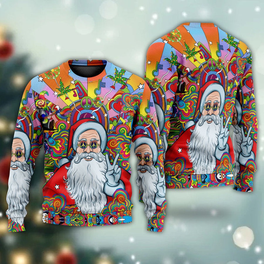 Hippie Santa Claus Color - Sweater - Ugly Christmas Sweaters