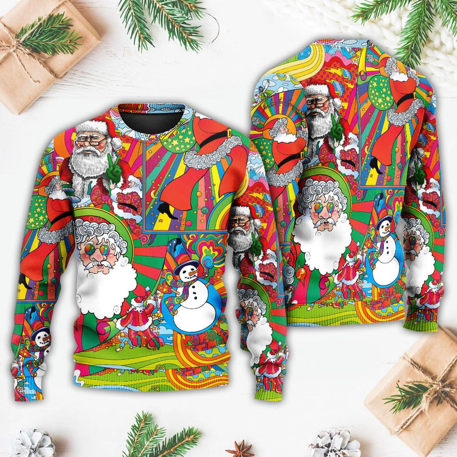 Hippie Santa Merry Xmas - Sweater - Ugly Christmas Sweaters