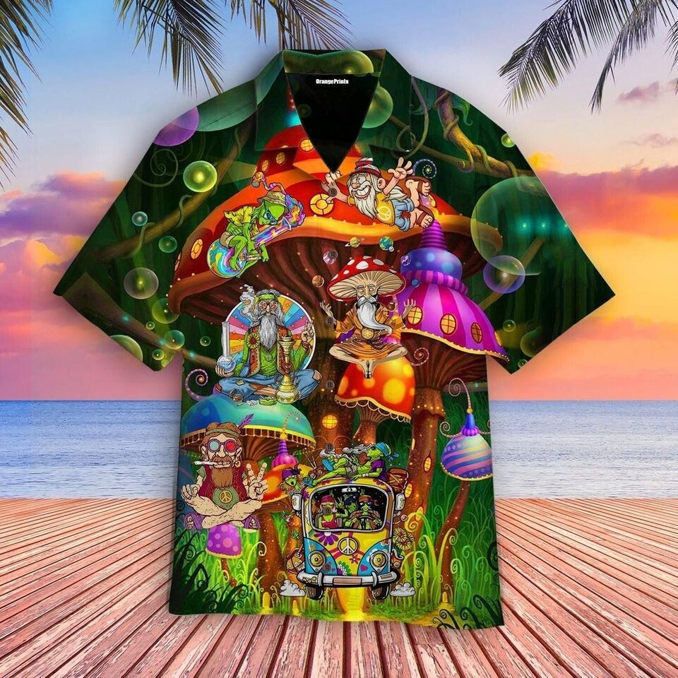 Hippie Style Hawaiian Vacation Shirt for Guys, Beach Shirt For Men S-5XL US Size