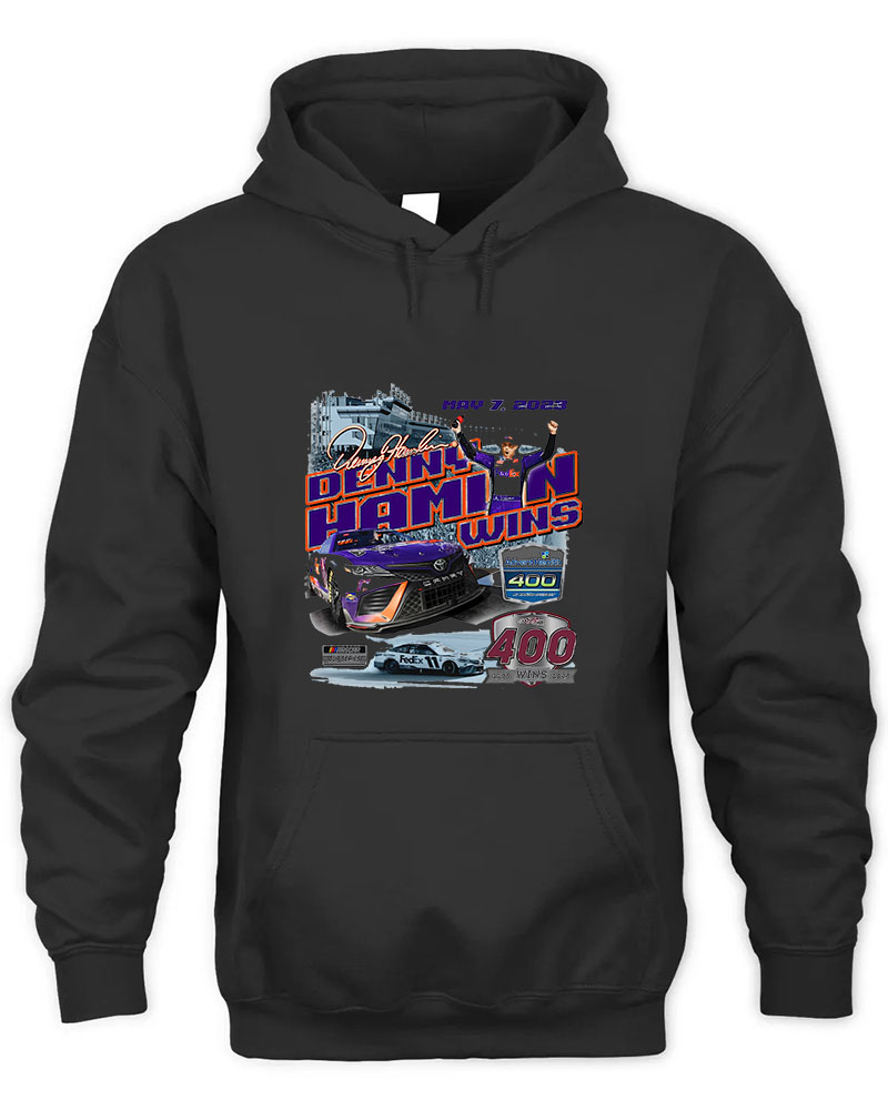 Denny Hamlin AdventHealth 400 Race Winner Graphic Tee Unisex Hooded