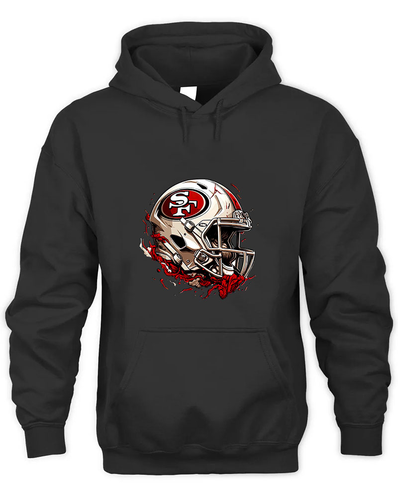 Vintage 49ers Helmet Graphic Tee Unisex Hooded-Black