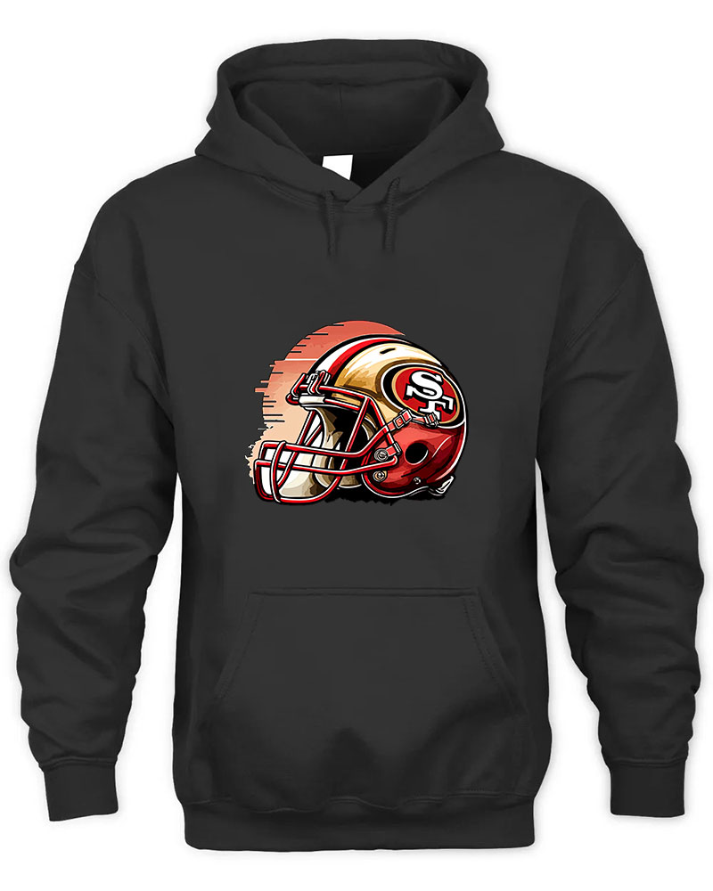 Vintage 49ers Retro Graphic Tee Unisex Hooded-Black