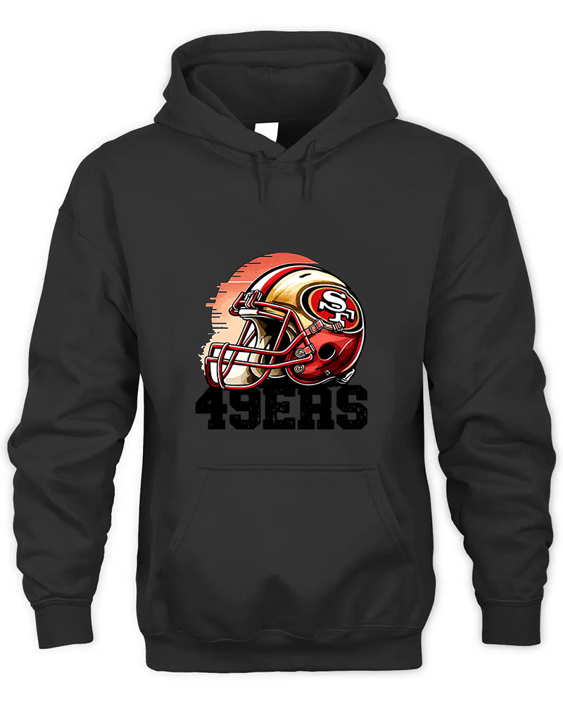 Vintage 49ers Graphic Tee Unisex Hooded-Black