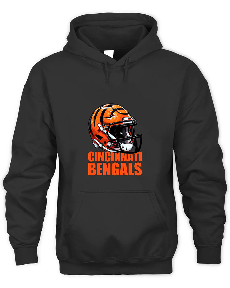 Vintage Bengals Helmet Graphic Tee Unisex Hooded-Black