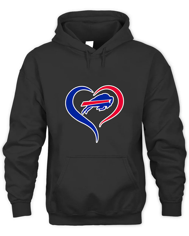 Vintage Bills Love Buffalo Graphic Tee Unisex Hooded-Black