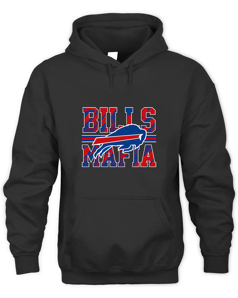 Vintage Buffalo Bills Mafia Graphic Tee Unisex Hooded-Black